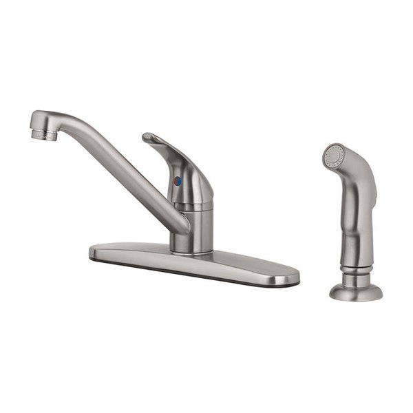 Bakebetter Essentials One Handle Brushed Nickel Kitchen Faucet with Deck Mount Spray BA2513299